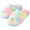 riemot Pantofole Donna in Memory Foam Ciabatte Invernali da Casa Calde leggere Comode Ciabatte Donna Antiscivolo Ciabatte Pelose Morbide Suola Scarpe Donna Invernali Indoor Outdoor,Arcobaleno,38/39 EU