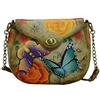 Anna by Anuschka Anna Anuschka Genuine Borsa a tracolla in pelle dipinta a mano con patta floreale Paradiso abbronzatura, Paradiso floreale abbronzatura, taglia unica US