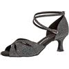 Diamant Donne Scarpe da Ballo 141-077-183 - Tessuto Nero-Argento - 5 cm Flare - Misura: UK 3
