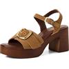 MARCO TOZZI sandalo da donna con morbido plantare Feel Me in pelle moderno, beige (NATURE), 39 EU