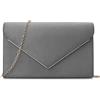 BBjinronjy Pochette per le donne borse da sera borse per la festa di nozze cocktail prom borsa a tracolla in finta pelle scamosciata, Grigio