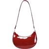 Generic Pochette da sera in pelle verniciata lucida MINI Hobos borsa a tracolla ascella, Vino rosso