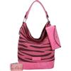 Fritzi aus Preussen Fritzi Izzy07 Olga Canvas Zebra Pink Hobo Borsa a Spalla Donna in Cotone con Custodia Occhiali Rimovibile e Tracolla Vegan Stampa Zebra per Spiaggia Città Festival 37 x 27 x 17 cm, Pink