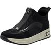 Rieker N8151-00 - Stivali da donna in tessuto e sintetico, colore: Nero, Nero combinato, 36 EU