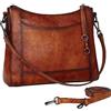 Iswee Borse a tracolla in vera pelle per le donne Satchel borsa hobo borsa da donna vintage borsa a tracolla lavoro, Marrone, Borsa a tracolla da donna
