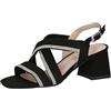 CAPRICE Sandali da donna con tacco con strass con cinturini, Nero (Black Suede), 40 EU