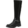 CAPRICE Stivali alti da donna con tacco in pelle con fibbia, Nero (Black Comb), 40,5 EU