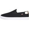 Tommy Hilfiger Donna Sneakers Vulcanizzate Canvas Slip-On da Infilare, Nero (Black), 37