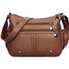 VOLGANIK ROCK Borsa a tracolla da donna in morbida pelle PU multi tasca borsa a tracolla da donna medie spaziose borse moda tote top handle Satchel, Marrone, Medium