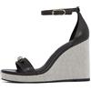 Tommy Hilfiger Donna Espadrillas Wedge Sandal Leather in Pelle, Nero (Black), 40