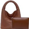 JINMANXUE Borsa tote da donna in pelle vegana intrecciata a mano, alla moda, borsa a tracolla con manico superiore, a spalla con borsellino abbinato