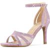 Allegra K Sandalo con tacco glitter da donna, viola., 39.5 EU