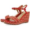 GIOSEPPO Sandali bianchi e colore naturale zeppa alta con treccia per donna Tigard, rosso, 41 EU