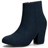 Allegra K Stivaletti natalizi da donna con zip laterale e tacco grosso, blu navy, 40 EU
