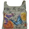 Anna by Anuschka Arte originale dipinta a mano in vera pelle con tre scomparti, Floral Paradise Taupe, Einheitsgröße