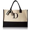 Mud Pie Classic Black And White Initial Canvas Tote Bags (D), 100% Cotone, 43,2 x 48,3 x 5,1 cm