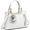 Miss Lulu Borsa a mano da donna con manico floreale, borsa a tracolla elegante in similpelle, stile retrò, borsa a tracolla da donna, 1-1 bianco