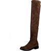 CAPRICE Stivali overknee da donna tacco basso vegani, Marrone (Dk Brn Stretch), 36 EU