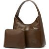 Pocadri Borsa a tracolla da donna, in pelle vegana, elegante, casual, alla moda, grande, morbida, B-marrone, Taglia unica