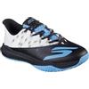 Skechers Scarpe da Uomo Senza Mani: Viper Court Rally Sneaker, Pelle Bianca Pelle Nera Maglia Blu, 41 EU