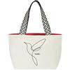 hello-bags. Borsa di tela premium da donna. Include cerniera esterna, tasca interna con cerniera e fodera in stoffa rossa. Confezione regalo. Colore: Écru/Nero. Misure: 50x30 cm.