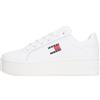 Tommy Jeans Donna Sneakers con Suola Alta con Plateau, Bianco (White), 39