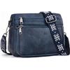 ATERITSSI Borse a tracolla da donna, alla moda, in ecopelle, con scomparto per cellulare con fotocamera e carte di credito, Blu scuro, 9.45 inches