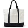 Amazon Essentials Borsa Tote Grande da Spiaggia in Tela Resistente Unisex - Adulto, Naturale/Nero, Taglia unica