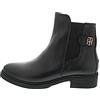 Tommy Hilfiger Stivaletto Donna TH Leather Flat Boot in Pelle, Nero (Black), 41 EU