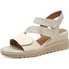 Jana Sandali da donna con zeppa Vegan con chiusura a strappo, Multicolore (Beige/Gold), 41 EU