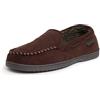 Dearfoams Keaton Memory Foam Moccasin with Wide Widths, Pantofole Uomo, caffè Microsuede, Small