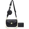 JEEHAN Borse a tracolla trapuntate per le donne Borse a tracolla di design Piccola borsa, Ab-nero.
