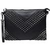 NIGEDU Oversize Pochette Borsa Delle Donne Cuoio DELL'UNITÀ di elaborazione Borse A Tracolla Borse Da Polso Borse Rivetto Busta Pochette, nero, Large