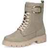 CAPRICE stivaletti da donna con lacci in pelle con fibbia, Verde (Khaki Nubuc), 36 EU