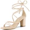 Allegra K Donne Cinghie Allacciare Grosso Tacco Sandali Us Nero 7 Beige 38