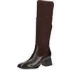 CAPRICE Stivali alti da donna con tacco in pelle al ginocchio Larghezza G, Marrone (Dk Brown Comb), 39 EU