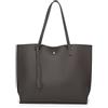 Dreubea - Borsa a tracolla da donna in morbida pelle sintetica, borsa tote, a spalla, a mano, con nappa, di grande capacità, grigio scuro, Taglia unica