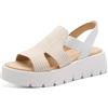 MARCO TOZZI sandalo da donna plantare Feel Me morbido fodera interna morbida plateau, bianco (WHITE COMB), 37 EU