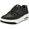 Skechers Uno Court, Sneaker Uomo, Pelle Nera Duraleather con Finiture Carbone, 45 EU