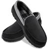 shoeslocker Pantofole da uomo in microsuede mocassino in memory foam, Nero e grigio., 42 EU