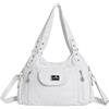 Angel Kiss Borse da donna Borse a tracolla in pelle lavata Borsa tote Mutipocket Hobo Purse, 87#bianco