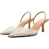 YIYA Scarpe da Donna con Tacco a Punta e Strass Scintillanti Senza Lacci per Matrimonio e Feste