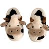GGOOB Kawaii Cow Fuzzy Plush Slippers Women Cute Animal Funny Fluffy House Slippers