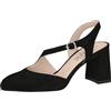 CAPRICE Décolleté Slingback da Donna in Pelle con Tacco trapezoidale, Nero (Black Suede), 38 EU