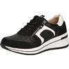 CAPRICE Comfort Sneaker da Donna con Zeppa in Pelle con Cerniera, Multicolore (Black/White), 36 EU