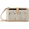 The SAK, misura grande, Iris-Borsa a tracolla per smartphone, lavorata a mano e similpelle, con cinturino da polso rimovibile, con scomparto per cellulare Donna, Medaglione naturale, Einheitsgröße