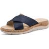 Jana Softline Leather Wedge/Plat Mule 8-27701-46, Sandali Bassi Donna, Blu Navy, 38 EU