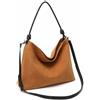 Miss Lulu Borse a Spalla Firmate Donna in Morbida Pelle Scamosciata, Grandi Borse a Mano Tracolla Tote Femminile per Università, Lavoro, Shopper, Viaggi, Uso Quotidiano (Marrone)
