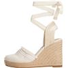 Tommy Hilfiger Donna Espadrillas Wedge Fringe Canvas con Tacco a Zeppa, Avorio (Muslin), 42