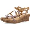 GIOSEPPO Sandali Taupe con Strisce con Cristalli Multicolore E Zeppa Di Iuta per Donna TRESCO, taupe, 41 EU